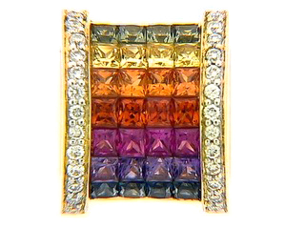 RAINBOW SAPPHIRE & DIAMOND PENDANT ENHANCER
