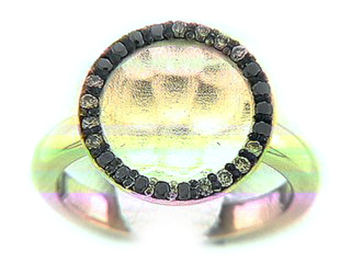 BLACK & BROWN DIAMOND CIRCLE RING, 14K GREEN GOLD (R/N)