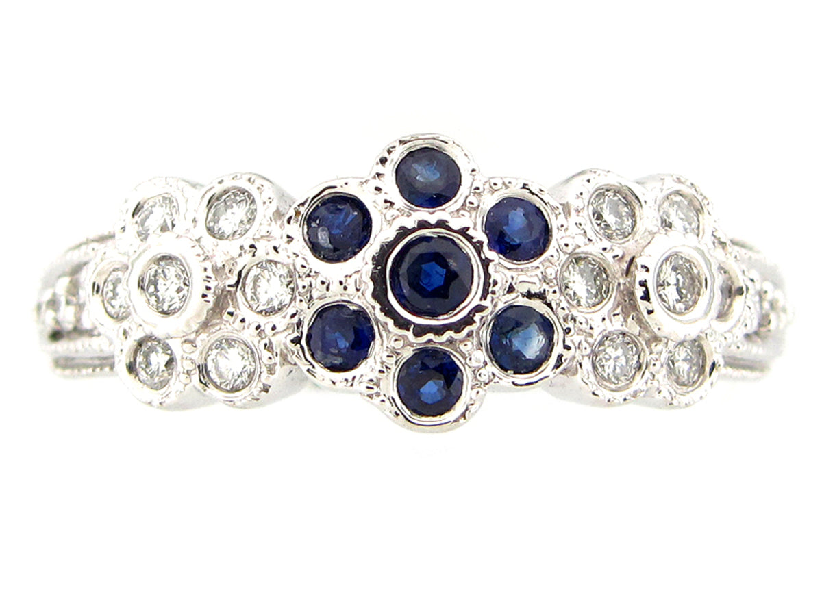 SAPPHIRE & DIAMOND RING, 14KW (E), C=0.35