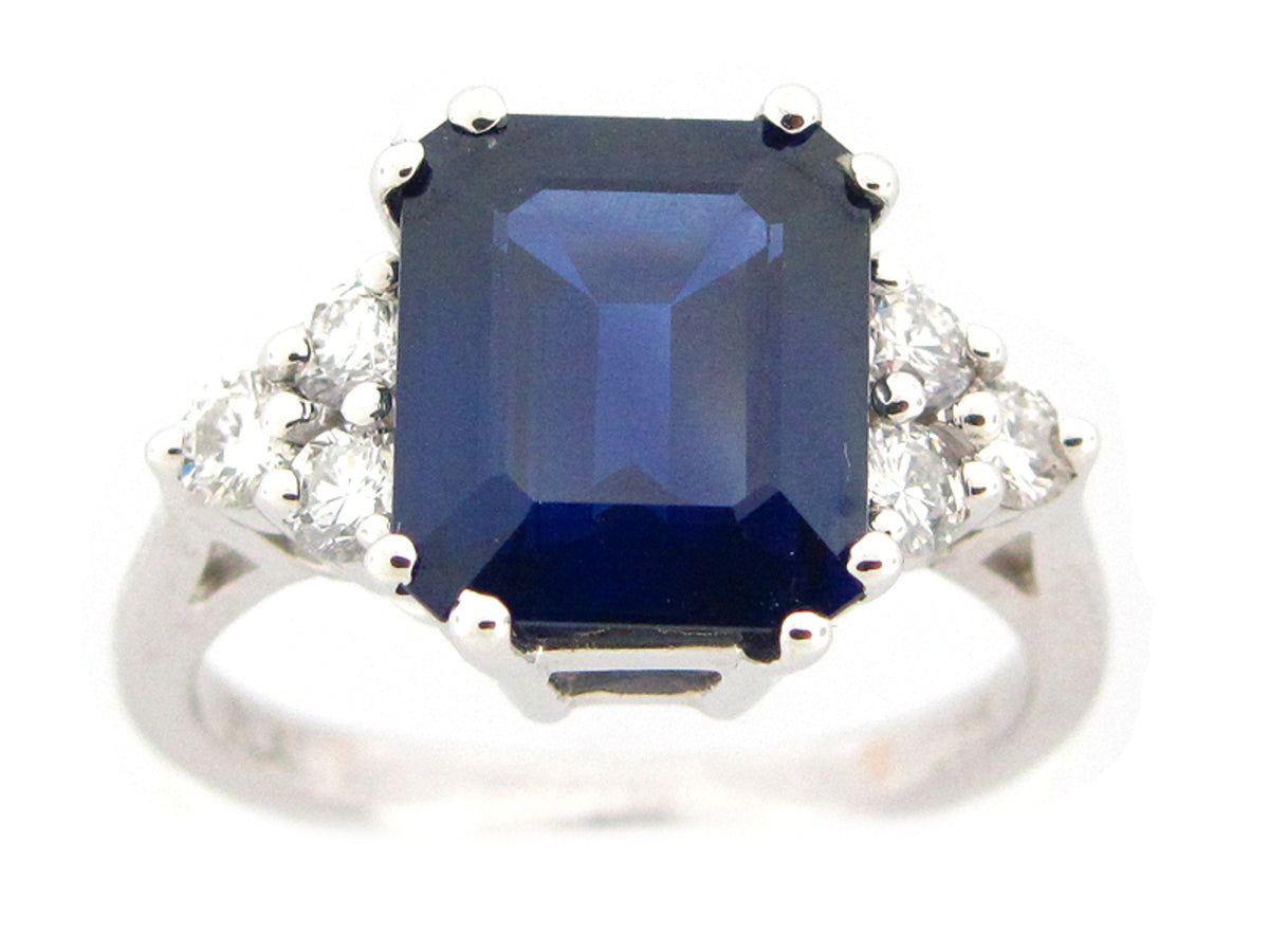 SAPPHIRE & DIAMOND RING, PLAT (E), C=4.28