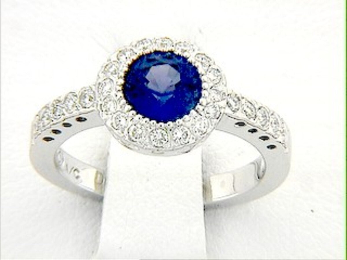 SAPPHIRE & DIAMOND RING, 14KW (H)