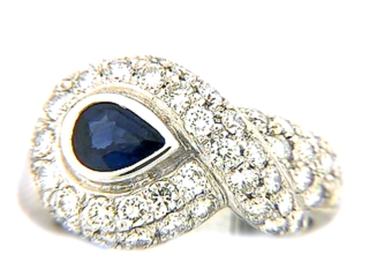 SAPPHIRE  & DIAMOND RING, 18KW (H)