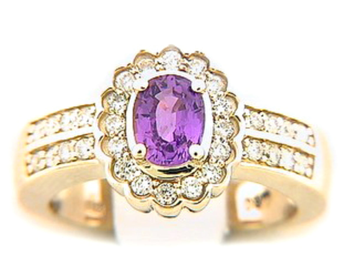 PINK SAPPHIRE & DIAMOND RING, 14KY (E), C=1.06