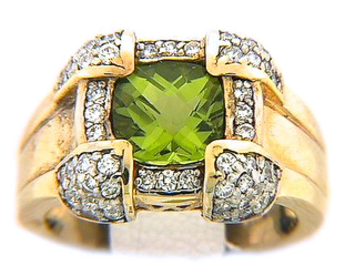 CHB PERIDOT & DIAMOND RING, 14KY (N), C=2.33