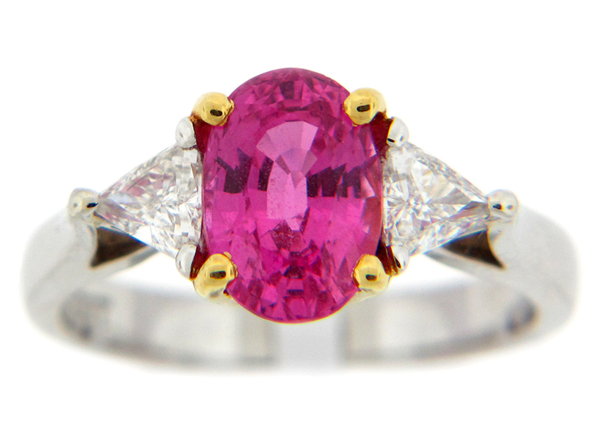 PINK SAPPHIRE & DIAMOND RING, PLAT/18K (H)