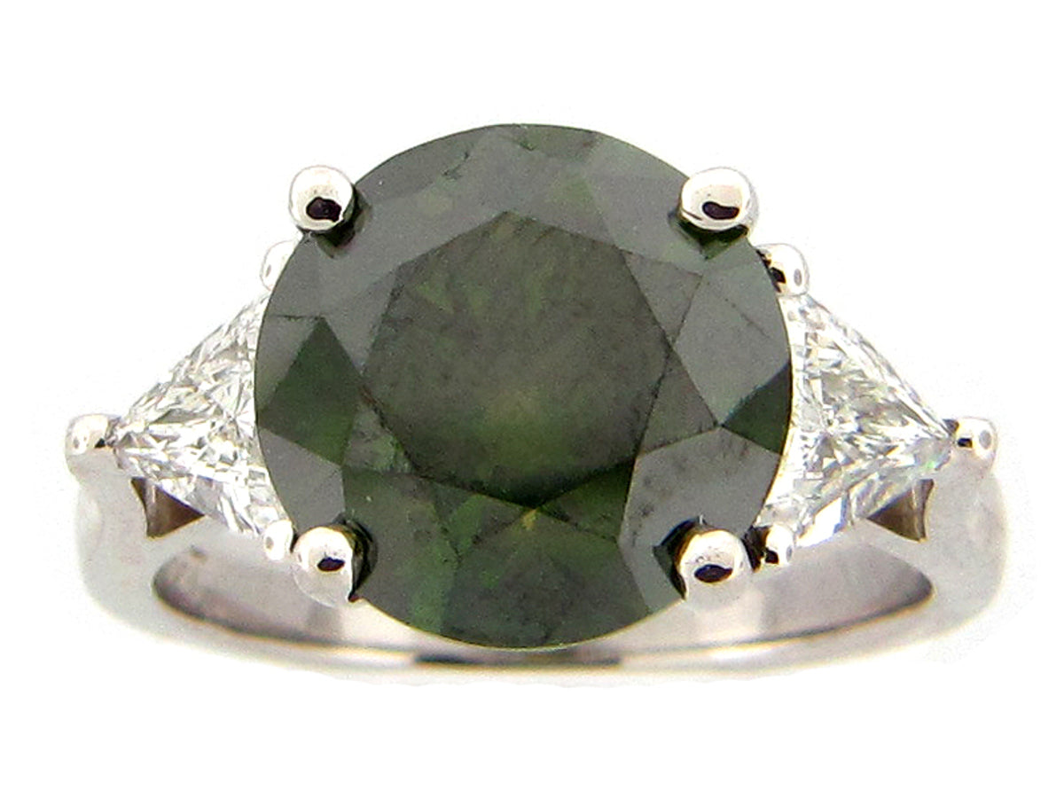 GREEN DIAMOND & DIAMOND RING, PLATINUM (R/N), CENTER=5.08