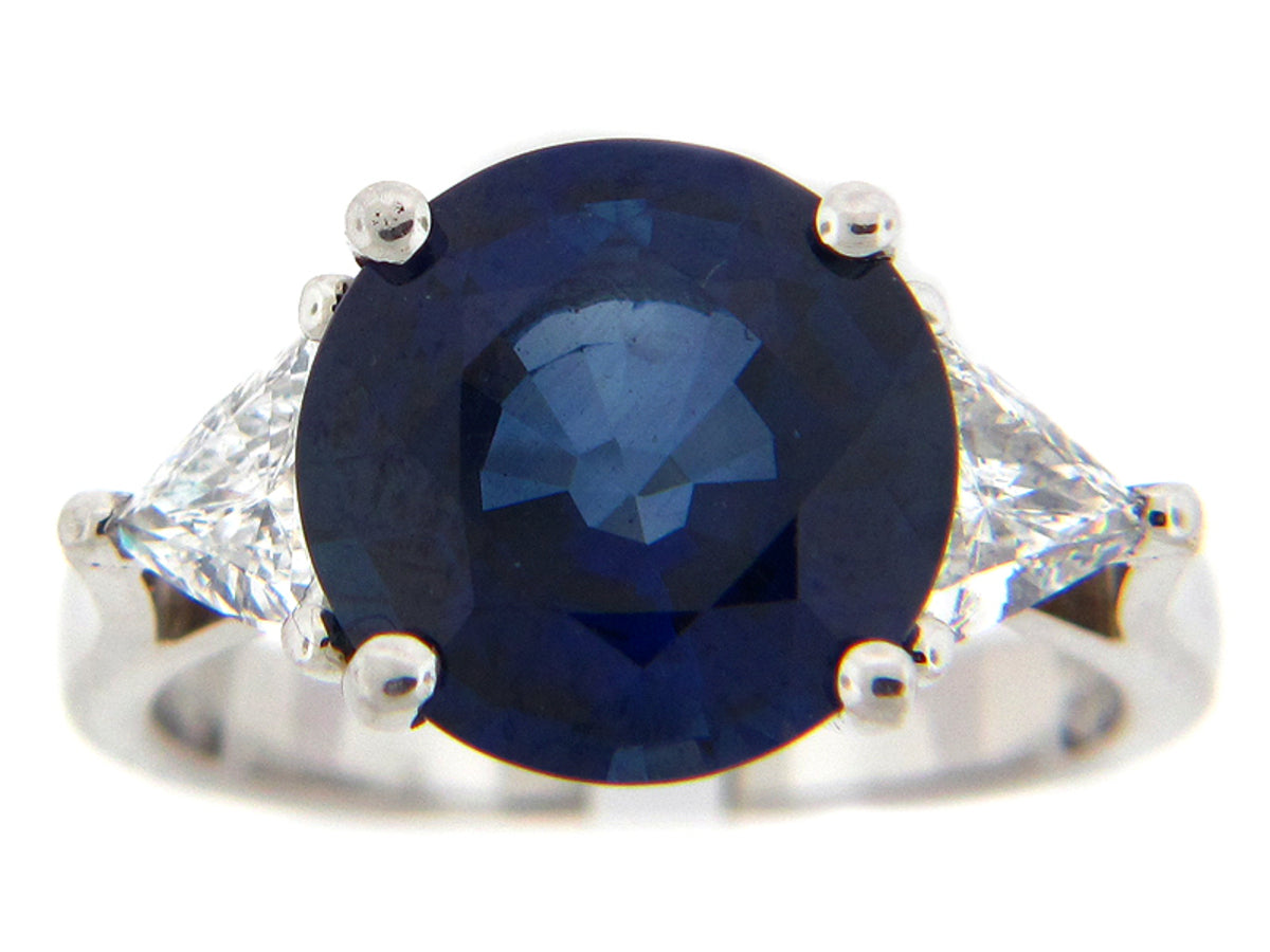 SAPPHIRE & DIAMOND RING, PLAT (E), CENTER=5.43