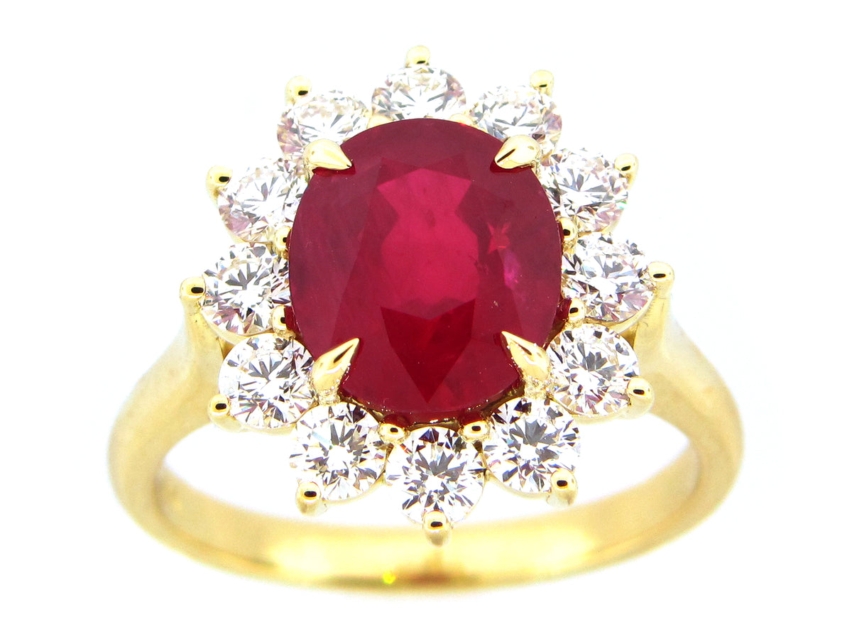 RUBY & DIAMOND RING, 18KY (H), C=4.70 D=1.55