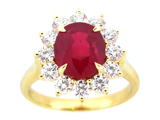 RUBY & DIAMOND RING, 18KY (H), C=4.70 D=1.55