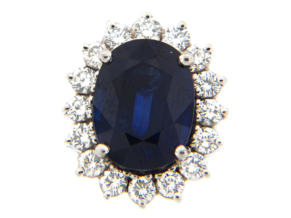 SAPPHIRE & DIAMOND RING, PLAT (E), CENTER=8.94