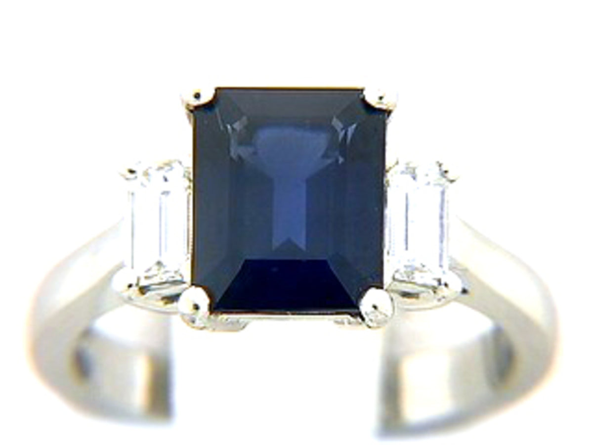 SAPPHIRE & DIAMOND RING, PLAT (E), C=3.34