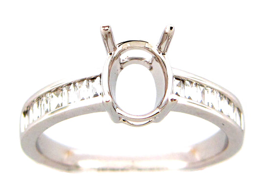 DIAMOND BAGUETTE SEMI MOUNT RING, 14KW (N)