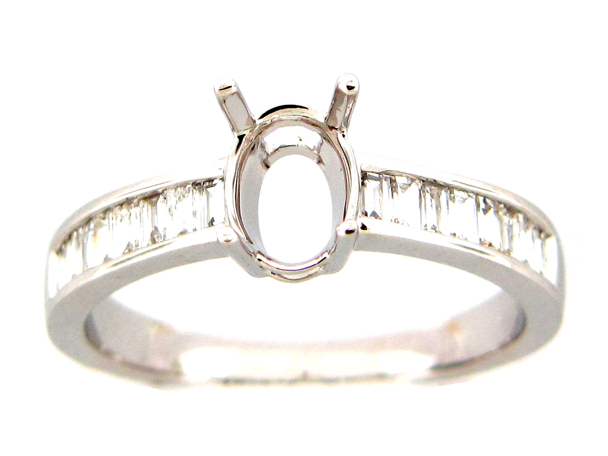 DIAMOND BAGUETTE SEMI MOUNT RING, 14KW (N)