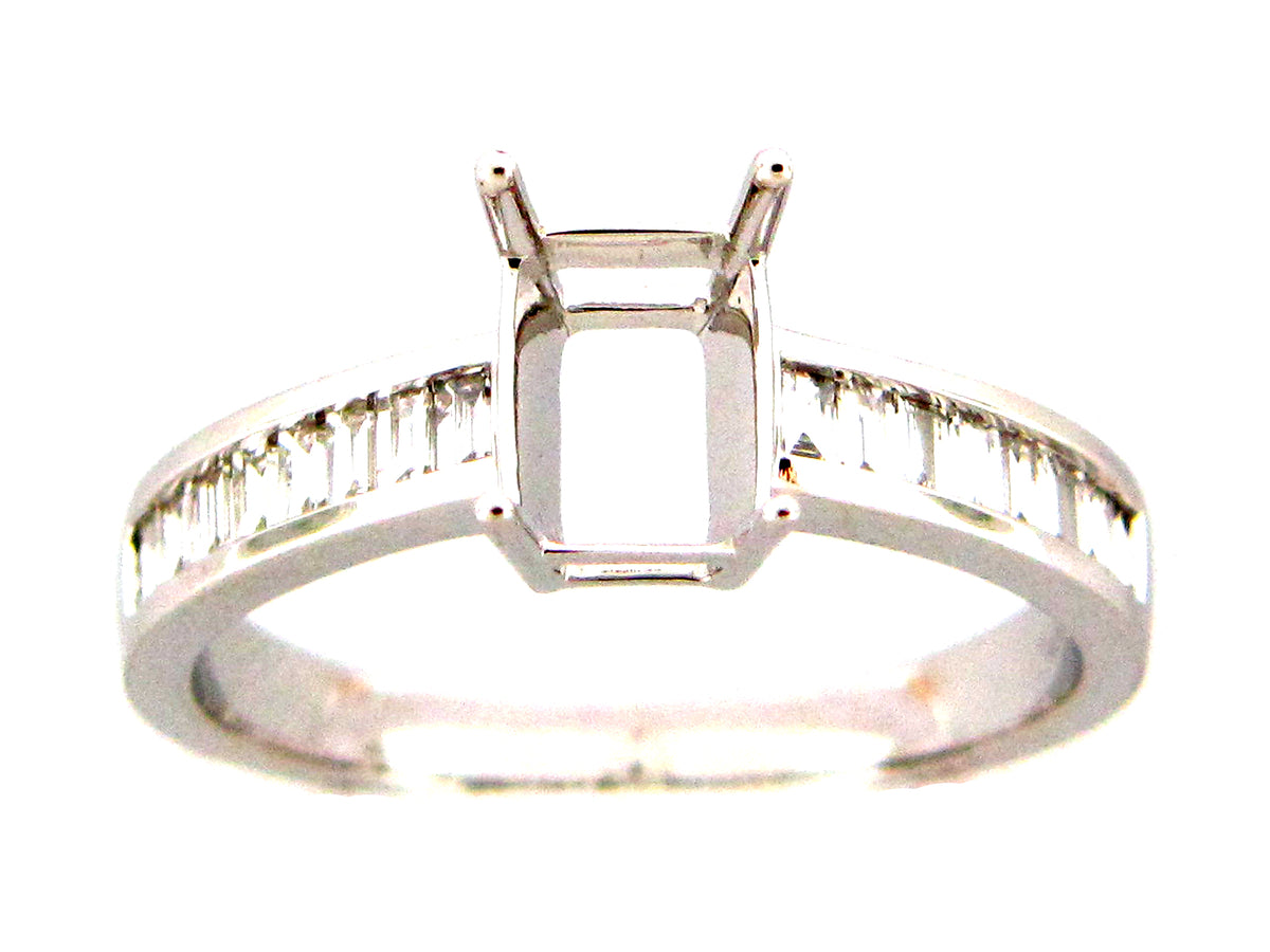 DIAMOND BAGUETTE SEMI MOUNT RING, 14KW (N)
