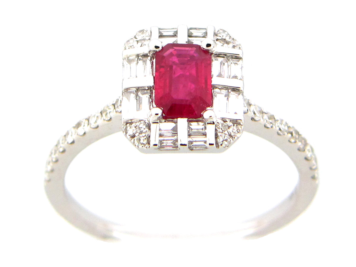 RUBY & DIAMOND RING, 14KW (H)