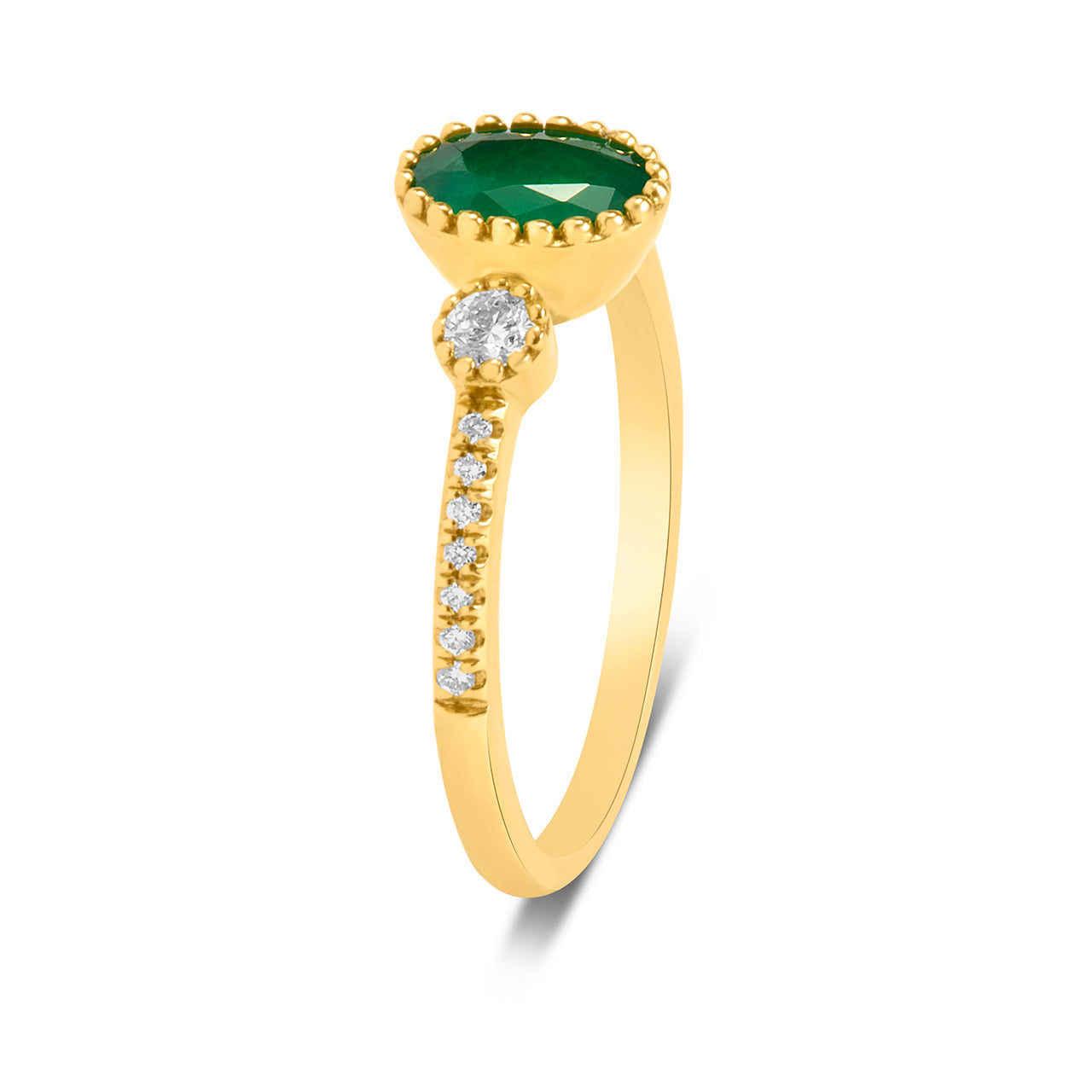 Emerald & Diamond 3 Stone Ring