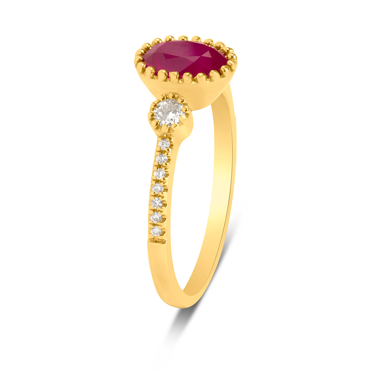 Ruby & Diamond 3 Stone Ring