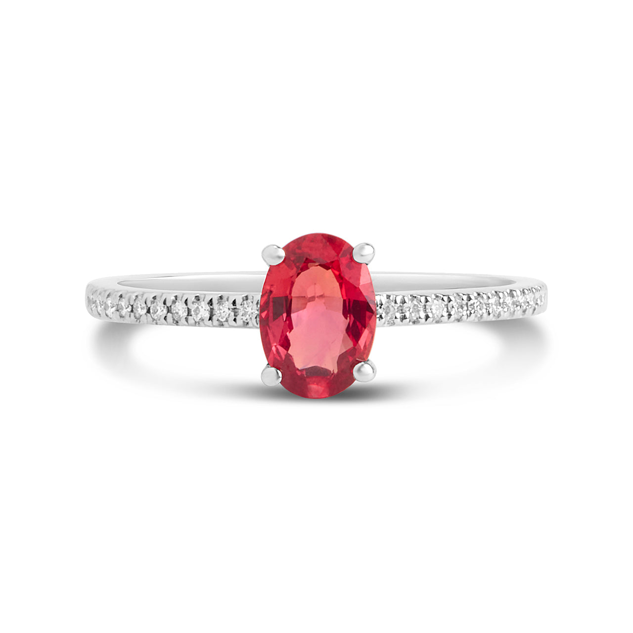 Orange Sapphire & Diamond Solitaire Ring