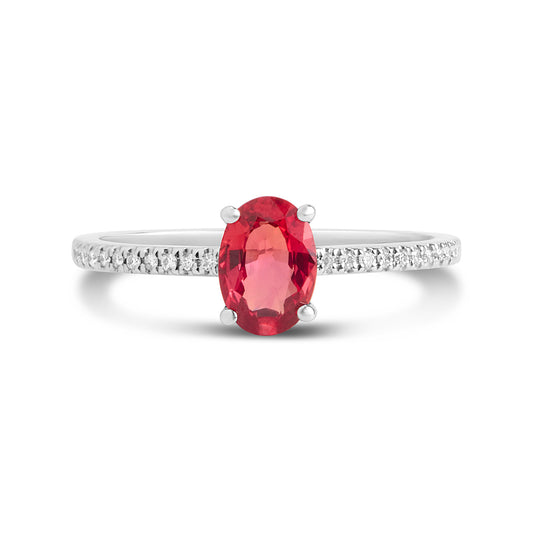 Orange Sapphire & Diamond Solitaire Ring