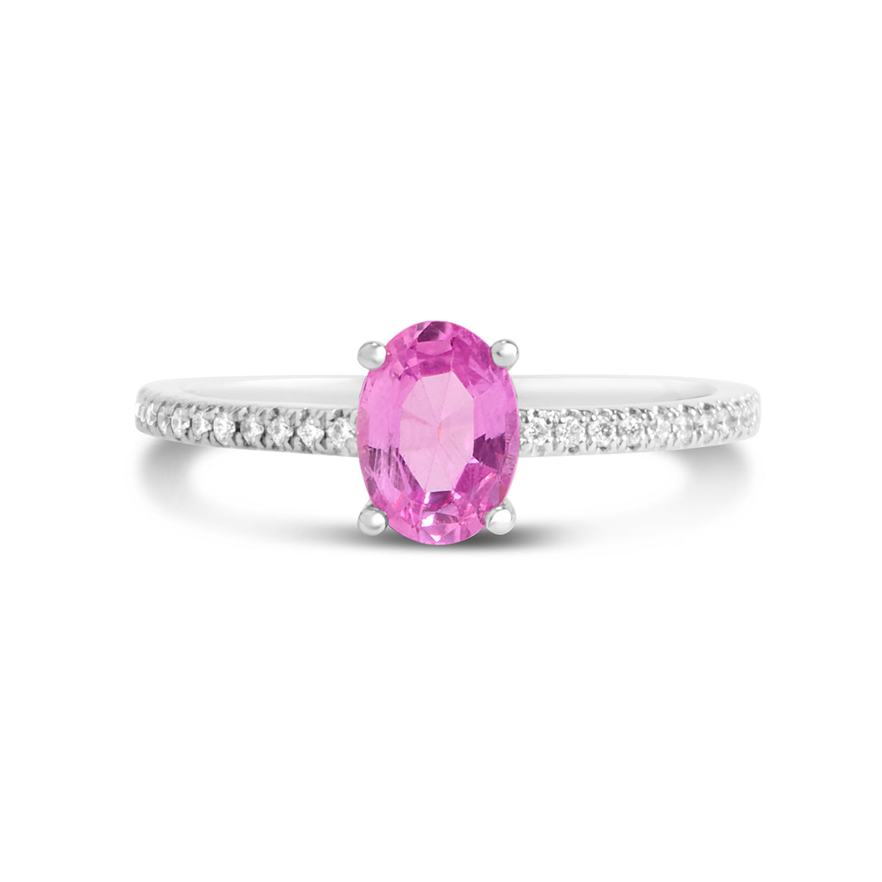 Pink Sapphire & Diamond Solitaire Ring