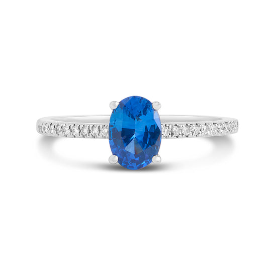 Sapphire & Diamond Solitaire Ring
