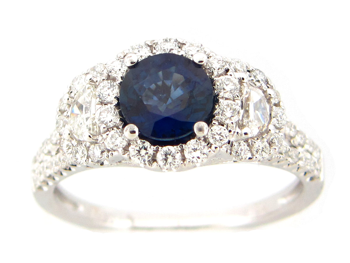 SAPPHIRE & DIAMOND RING, 18KW (H)