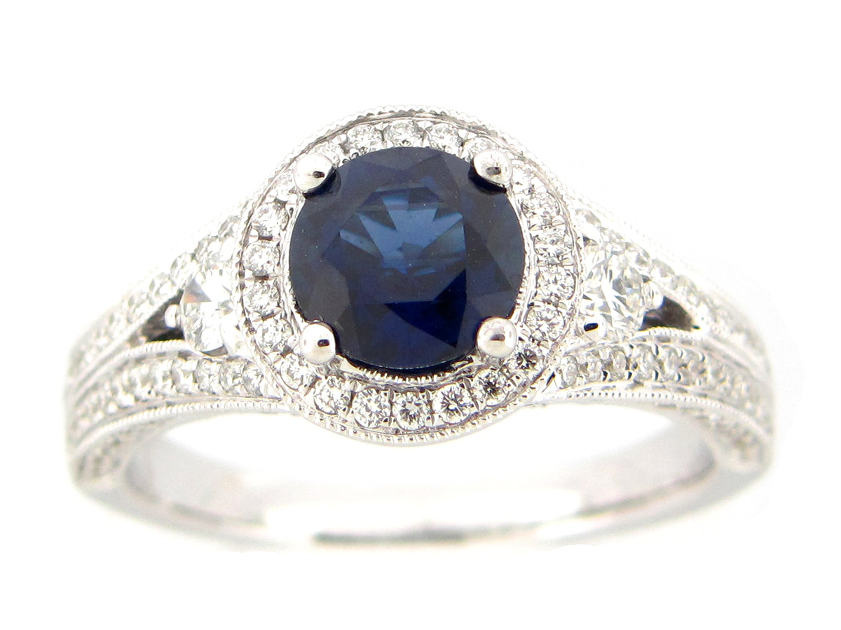 SAPPHIRE & DIAMOND RING, 18KW (H)