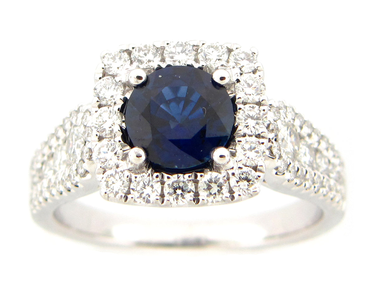 SAPPHIRE & DIAMOND RING, 18KW (H)