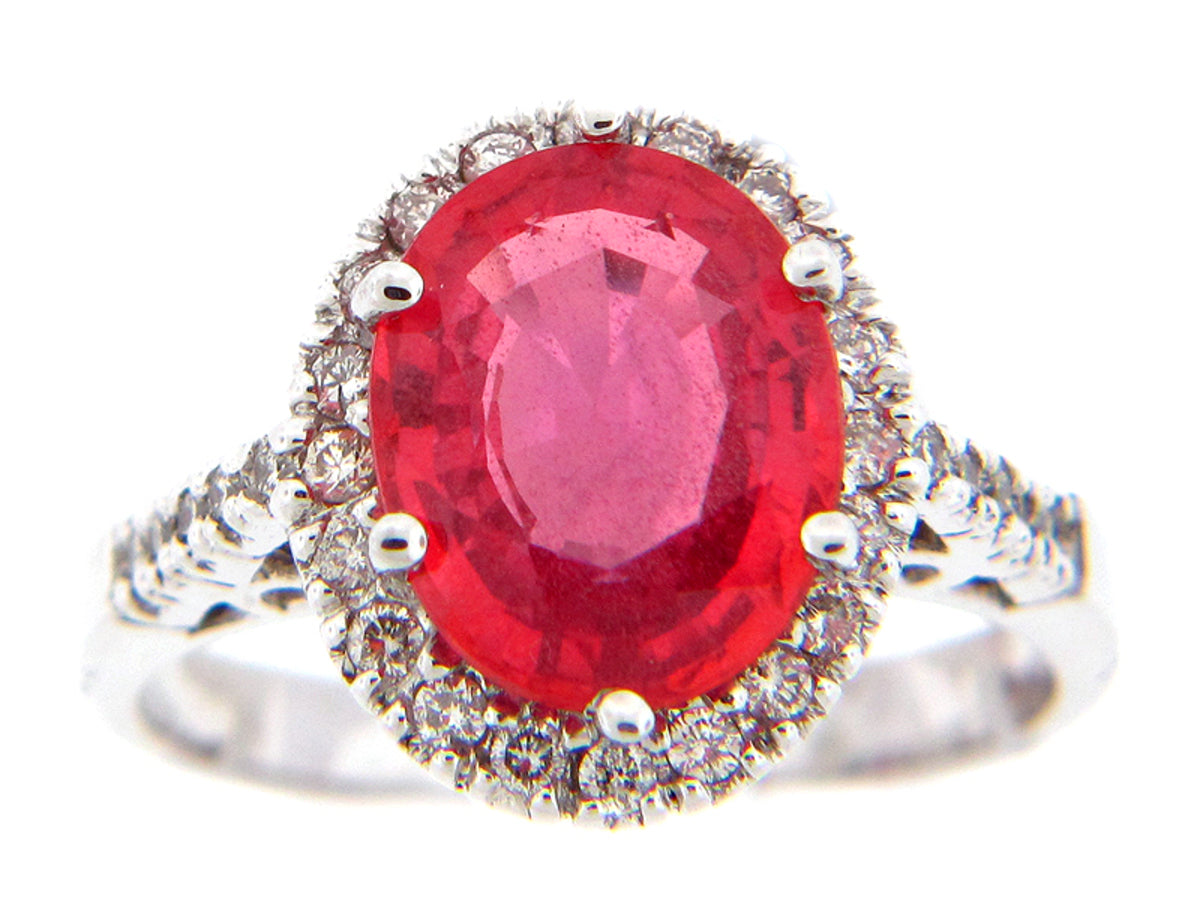 ORANGE SAPPHIRE & DIAMOND RING, 18KW (E)