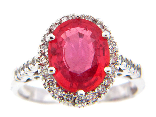 ORANGE SAPPHIRE & DIAMOND RING, 18KW (E)