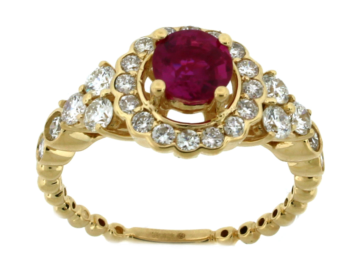 RUBY & DIAMOND RING, 18KY (H)