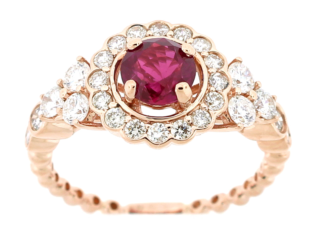 RUBY & DIAMOND RING, 18KY (H)