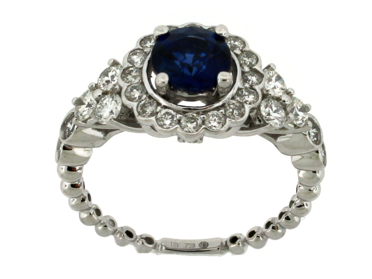 SAPPHIRE & DIAMOND RING, 18KW (H)
