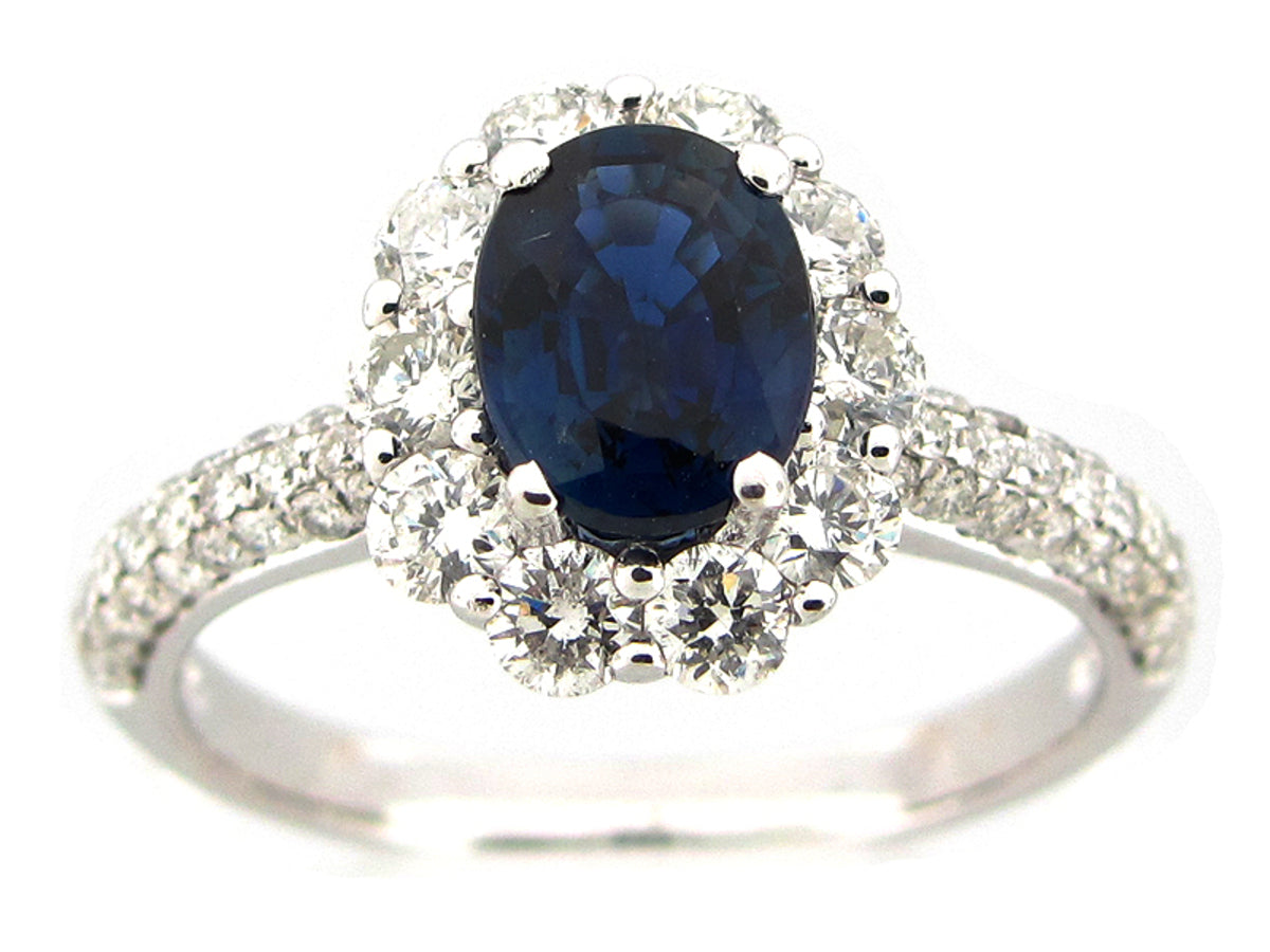 SAPPHIRE & DIAMOND RING, 14KW (H)