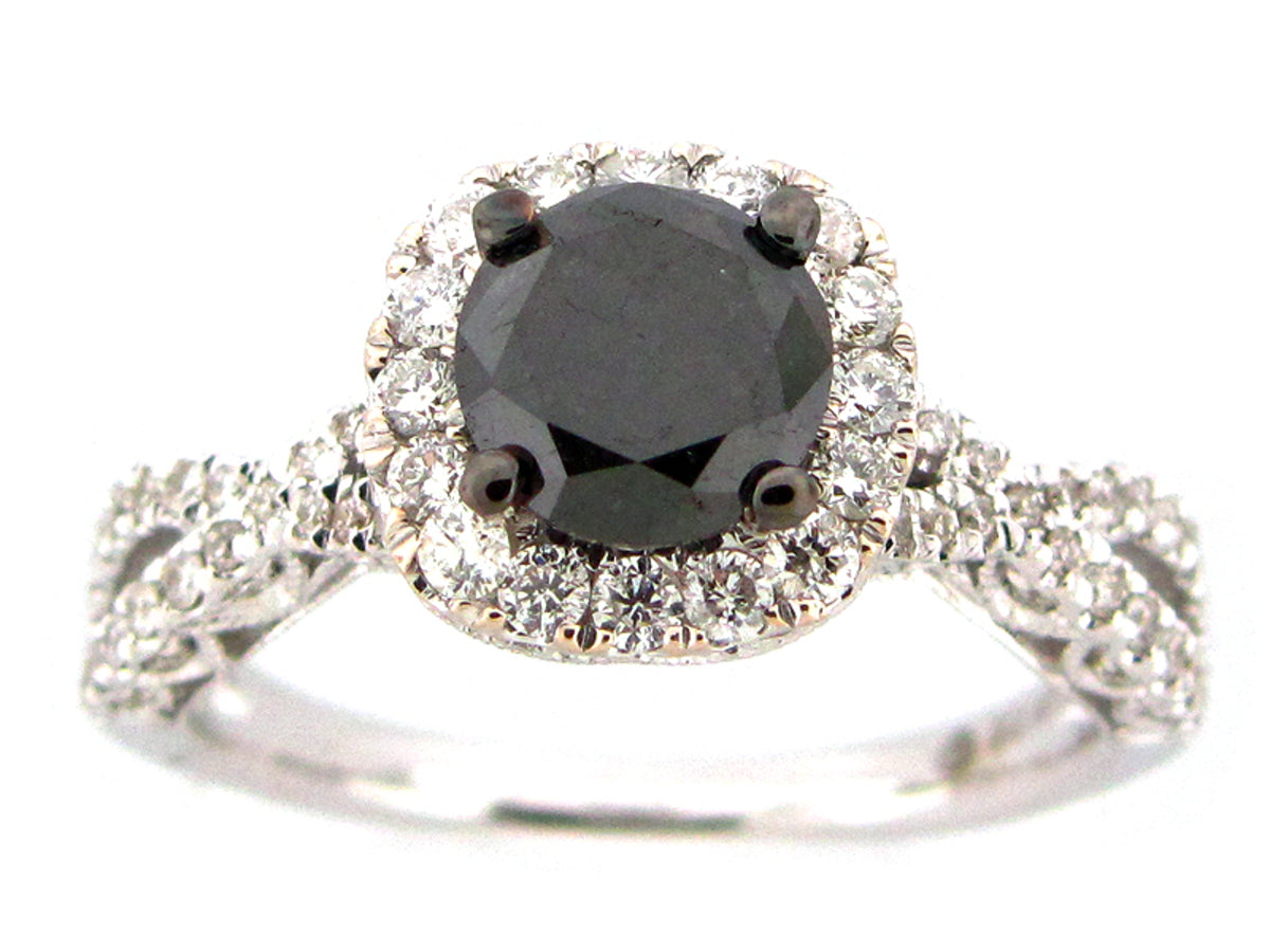 BLACK & DIAMOND RING, 18KW (R)