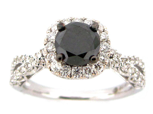 BLACK & DIAMOND RING, 18KW (R)