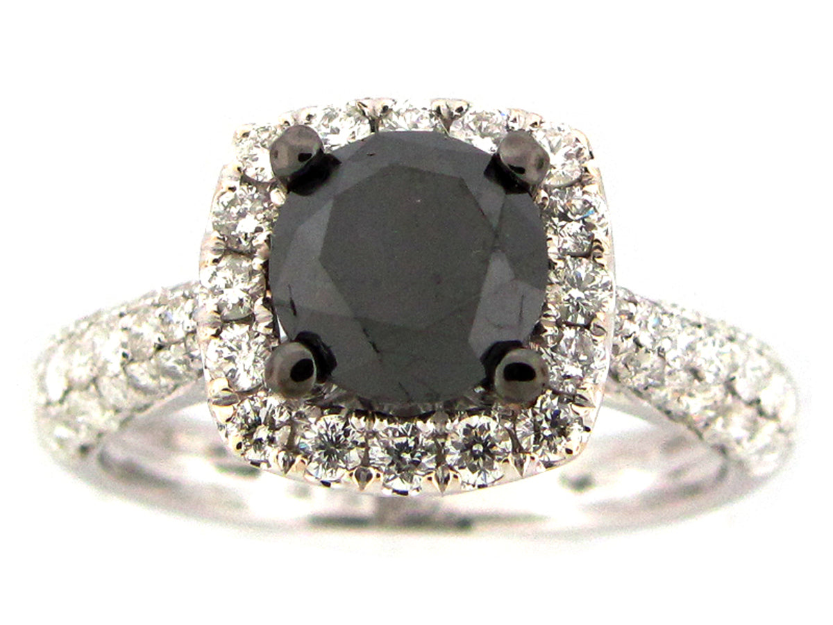 BLACK & DIAMOND RING, 18KW (R)