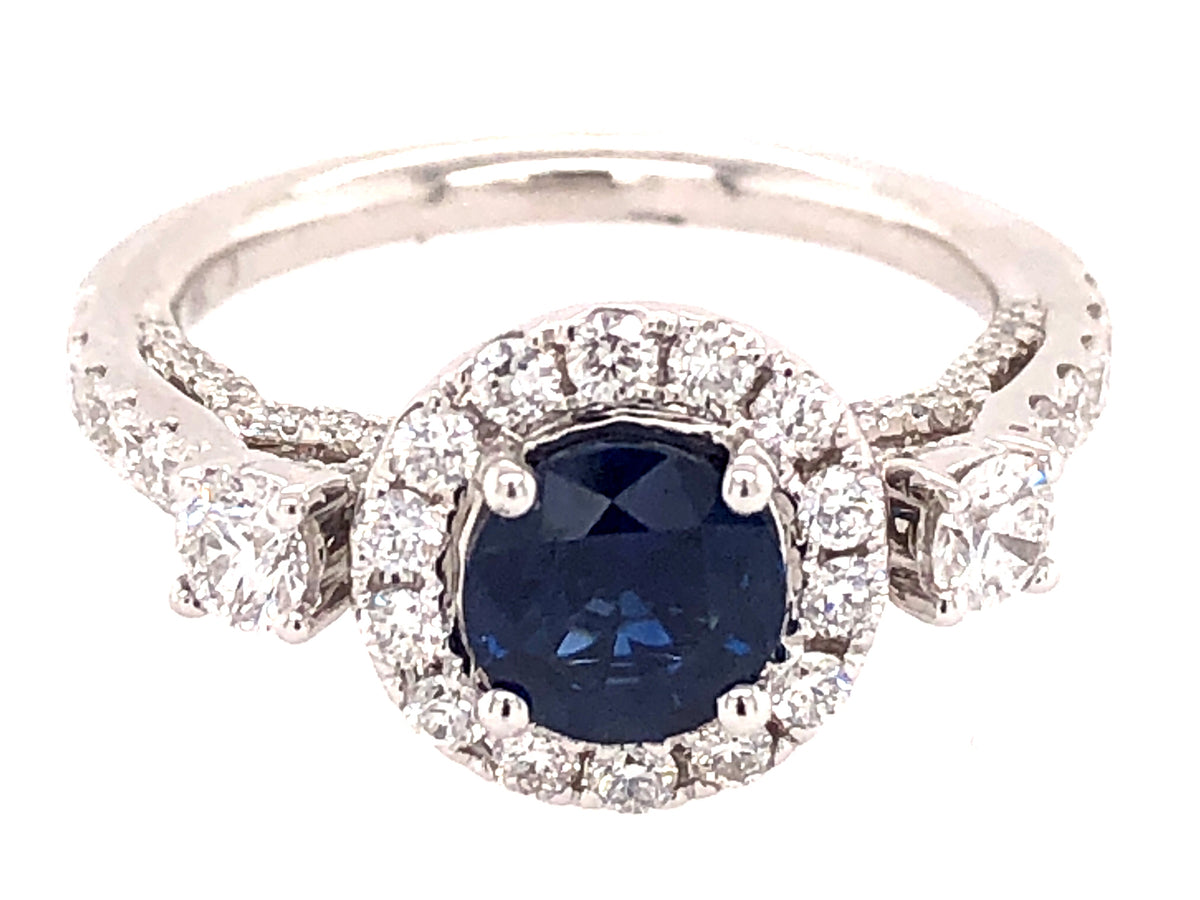 SAPPHIRE & DIAMOND RING, 18KW (H)
