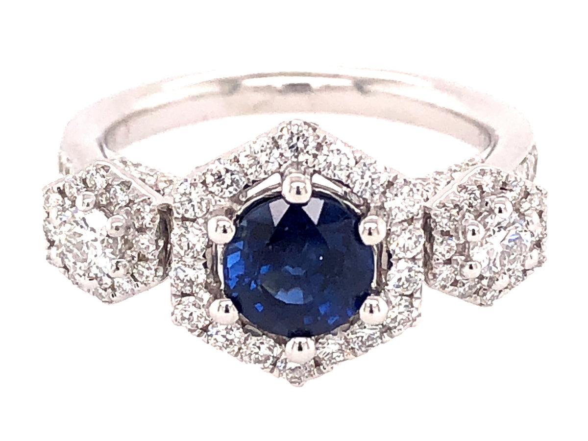 SAPPHIRE & DIAMOND RING, 18KW (H)