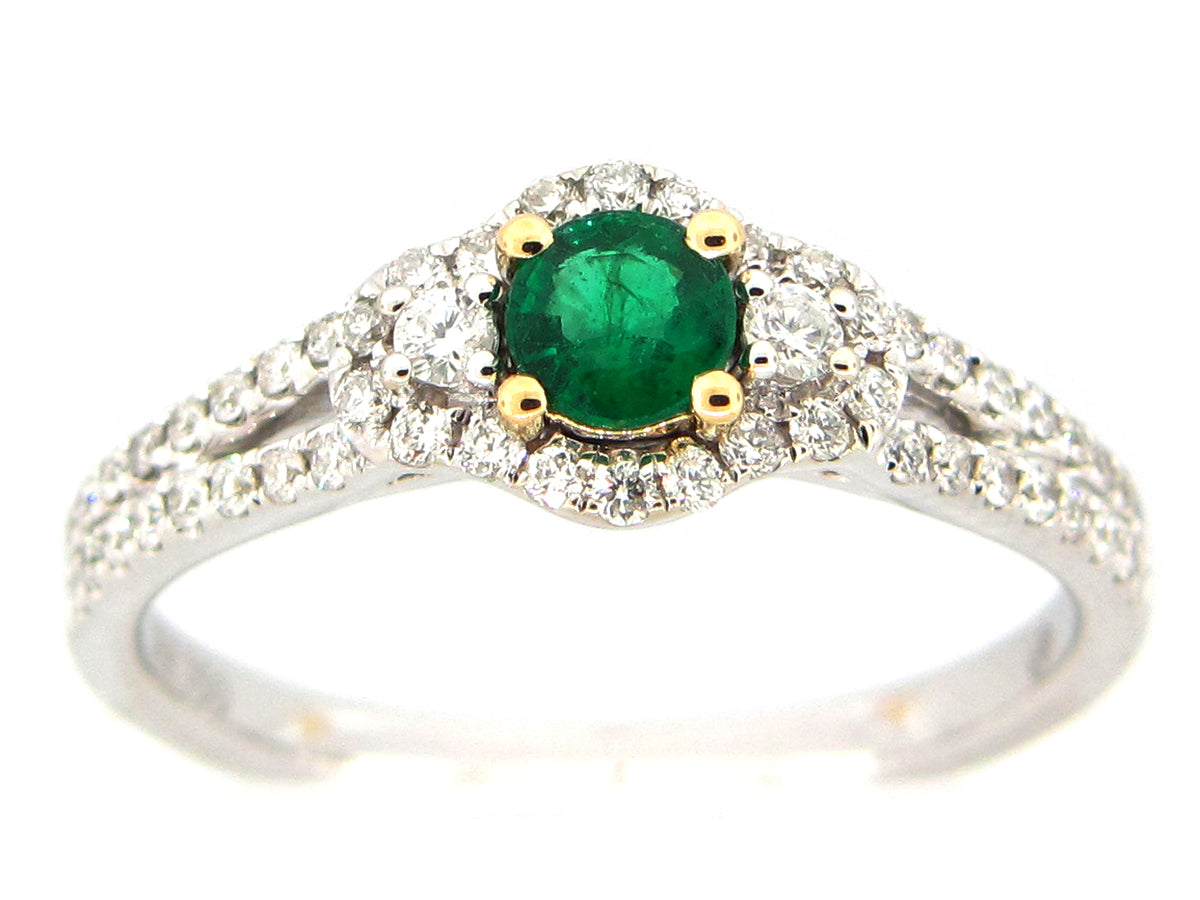 EMERALD & DIAMOND RING, 18KT (O)