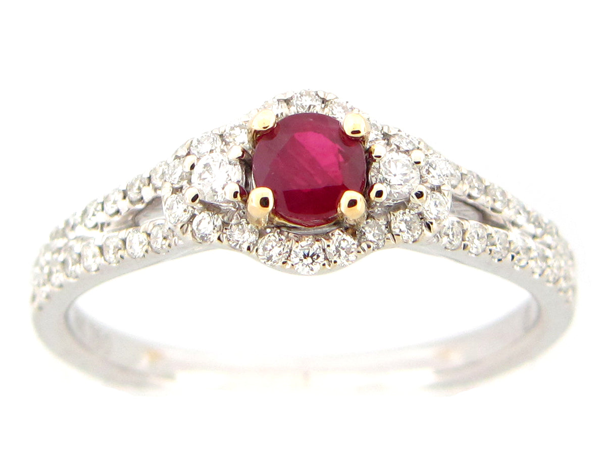 RUBY & DIAMOND RING, 18KWY (H)