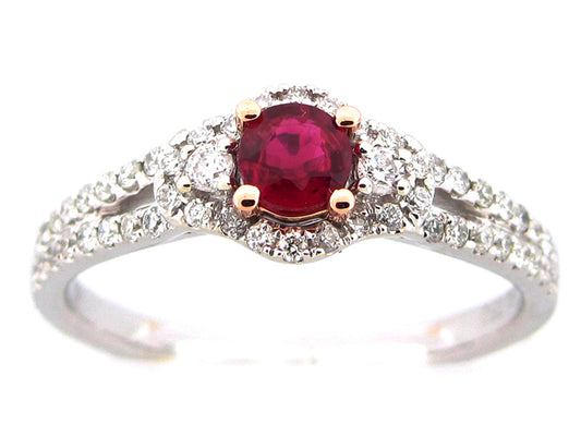 RUBY & DIAMOND RING, 18KWR (H)