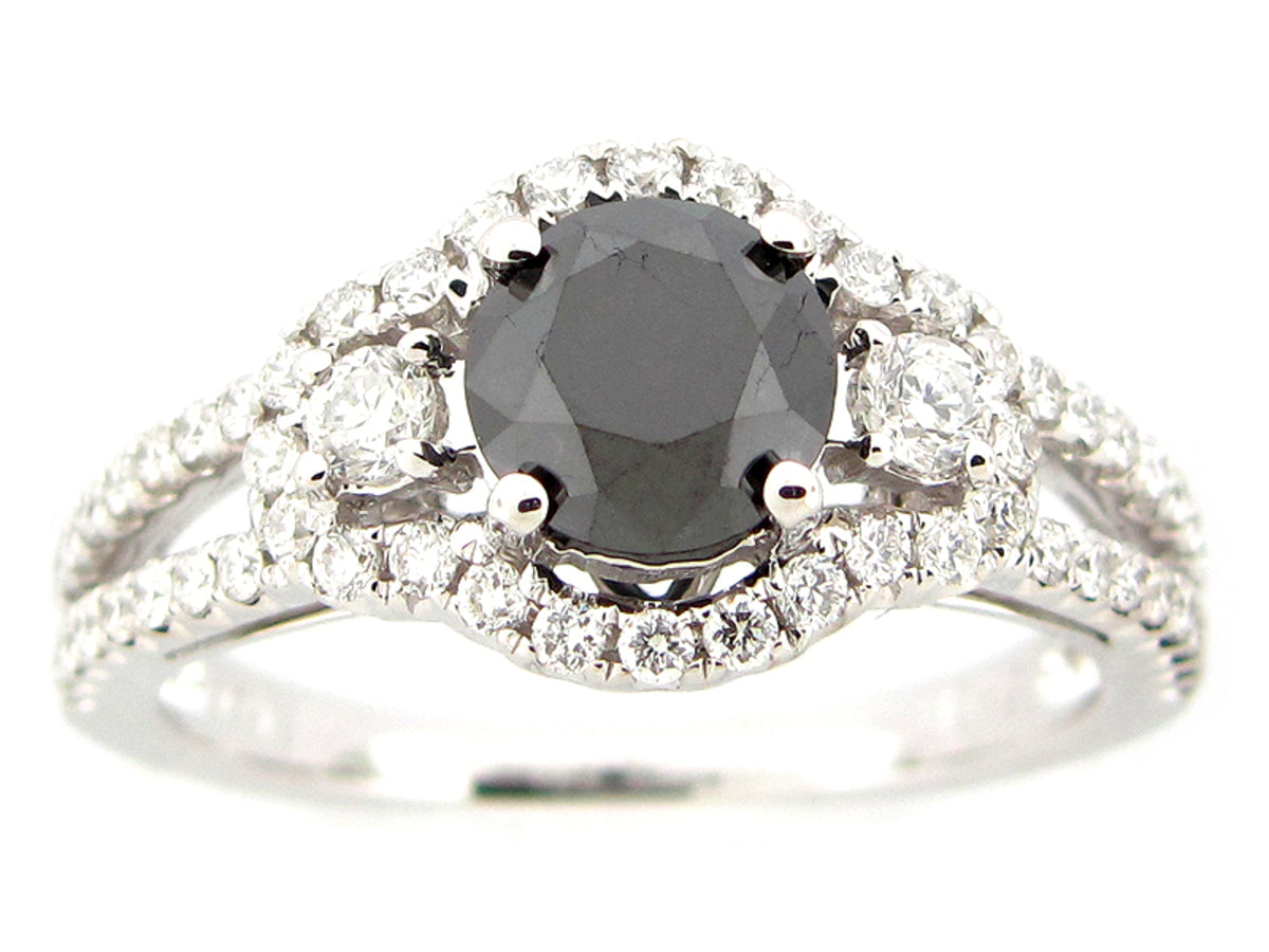 BLACK & WHITE DIAMOND RING, 18KW (R/N)