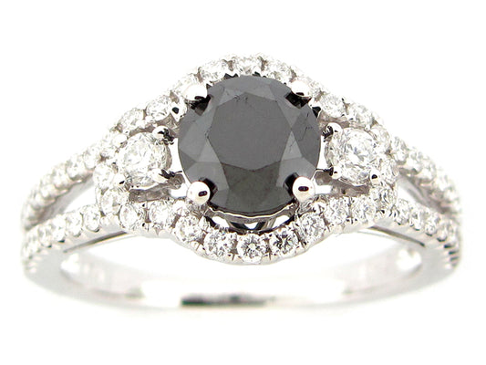 BLACK & WHITE DIAMOND RING, 18KW (R/N)