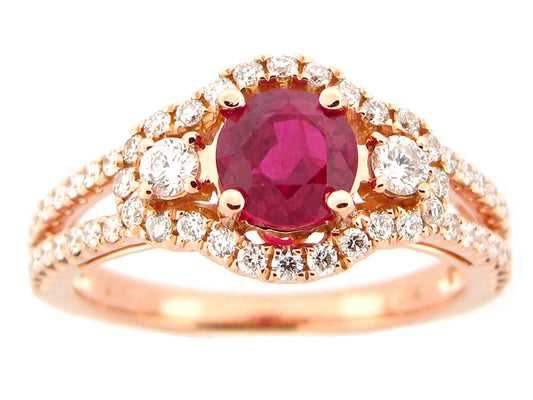 RUBY & DIAMOND RING, 18KR (H)