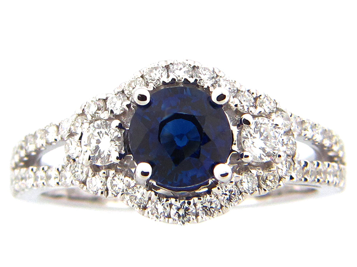 SAPPHIRE & DIAMOND RING, 18KW (H), C=1.21