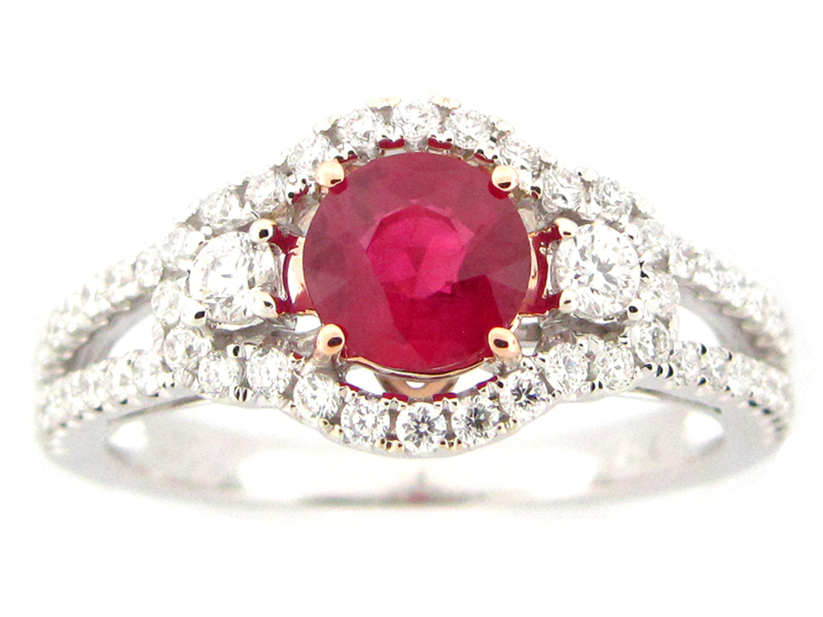 RUBY & DIAMOND RING, 18KZ (H)