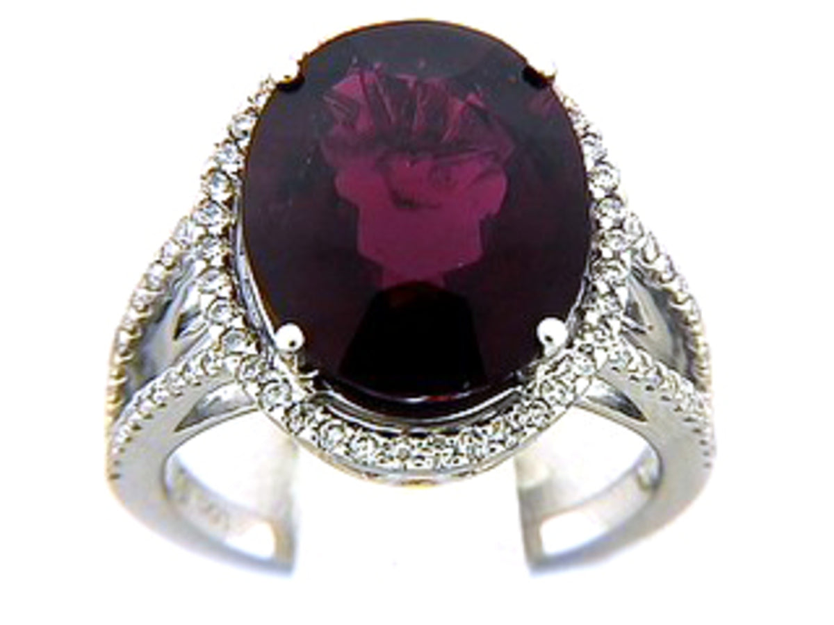 RUBELLITE & DI RING, 18KW (E), CENTER=8.06