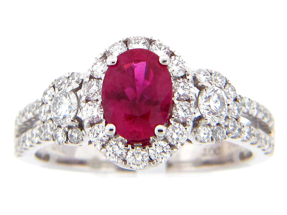 RUBY & DIAMOND RING, 18KW (E), CENTER=1.17