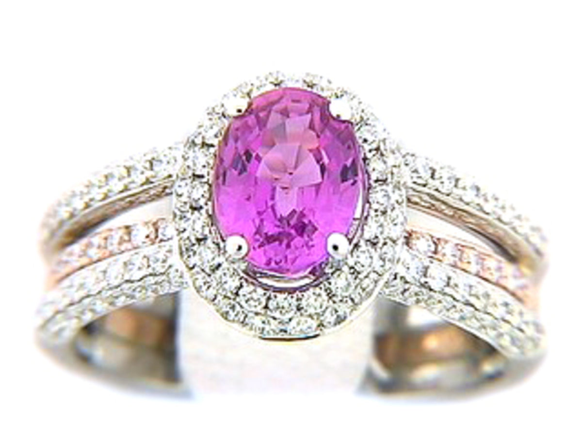 PINK SAPPHIRE RING, 18KZ (E), CENTER=1.82